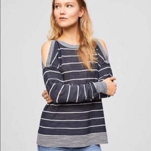 LOFT Striped Cold Shoulder Pullover